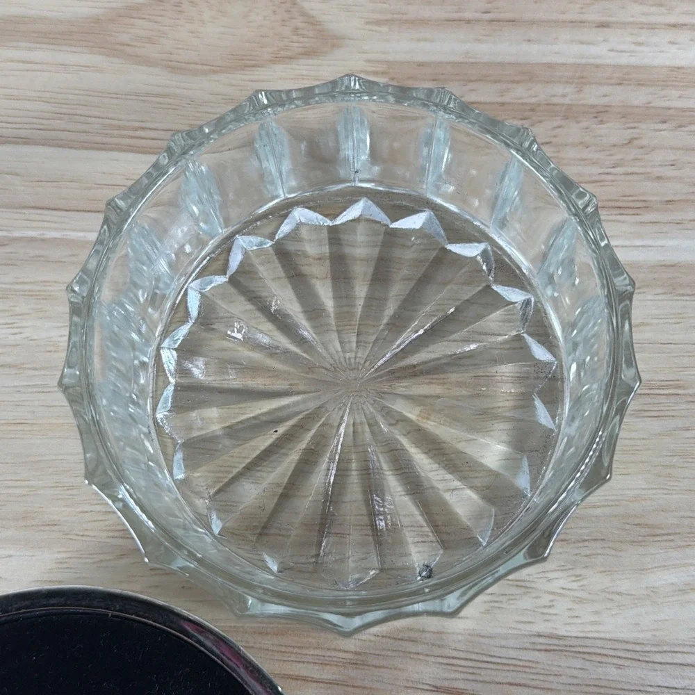 Vintage Godinger Glass Trinket Box with Silver Plated Lid Vanity Powder Jar